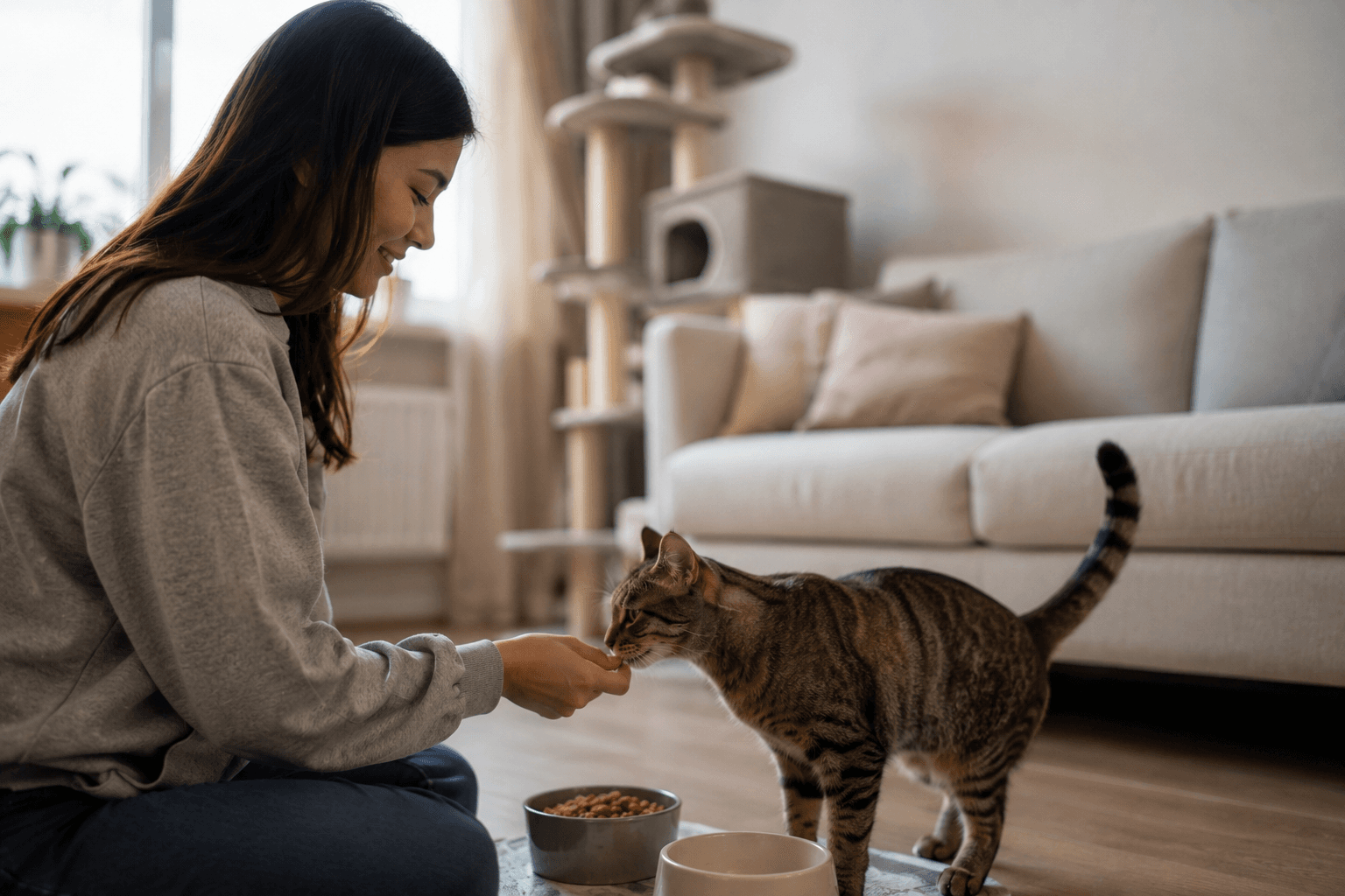 Proper cat training and care at home using positive reinforcement techniques