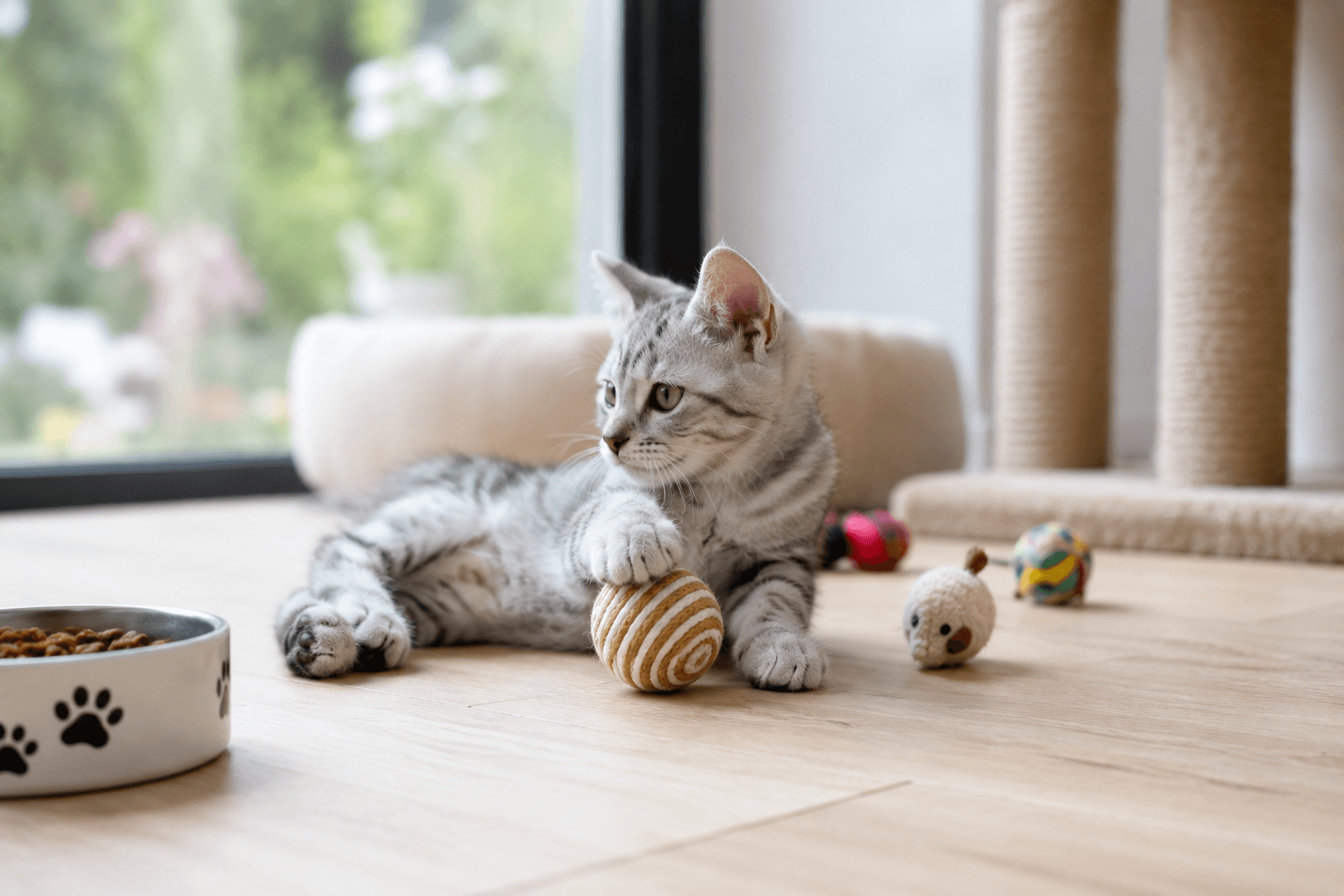 A veterinarian examining a cat and providing nutritional advice