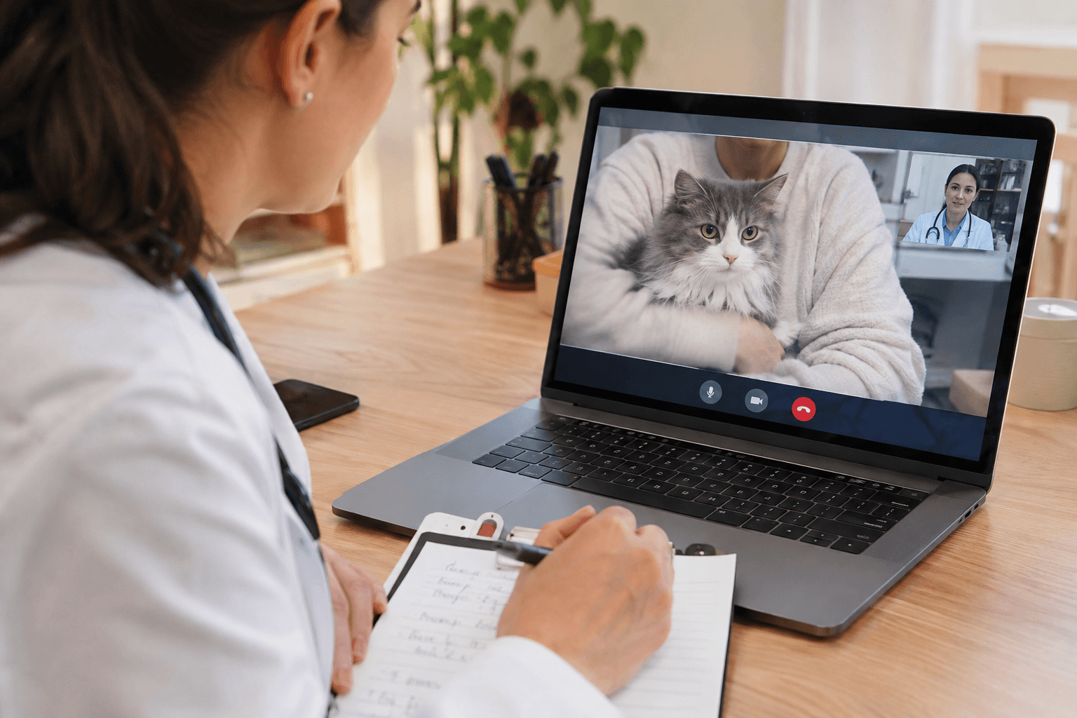 طبيب بيطري يقدم استشارة للقطط عبر الإنترنت لمساعدة أصحابها في فهم الأعراض